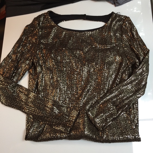 Bebe gold sequined long sleeve dress - Picture 2 of 2